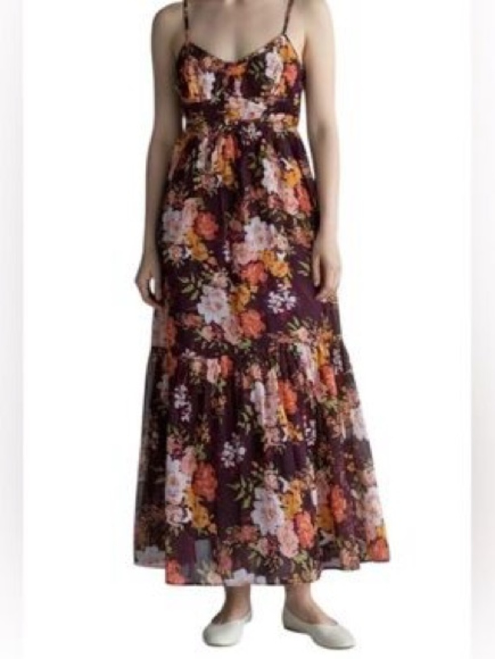 Size XS- Patrons of Peace brown floral maxi dress